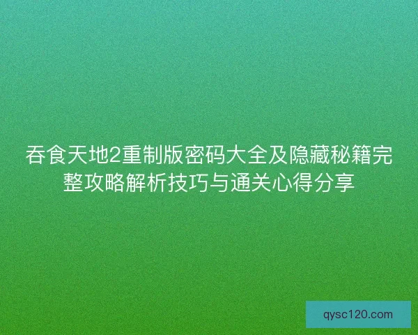 吞食天地2重制版密码大全及隐藏秘籍完整攻略解析技巧与通关心得分享